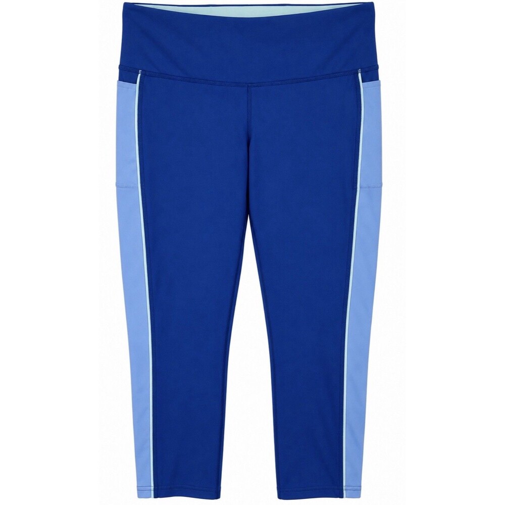 Brooks Greenlight Capri Running Tights Women’s M Blue Colorblock Pockets Crop
